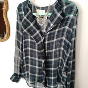 Pilosphy Size M blouse. Blue and white plaid.